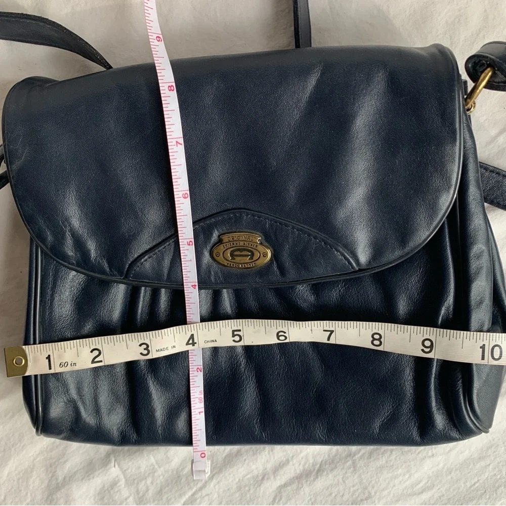 Dark Blue Etienne Aigner Vintage Leather Shoulder Bag - Picture 9 of 9